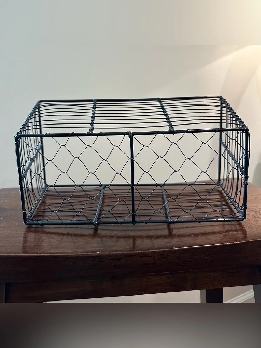 Vintage • wire • rectangular basket • black wire